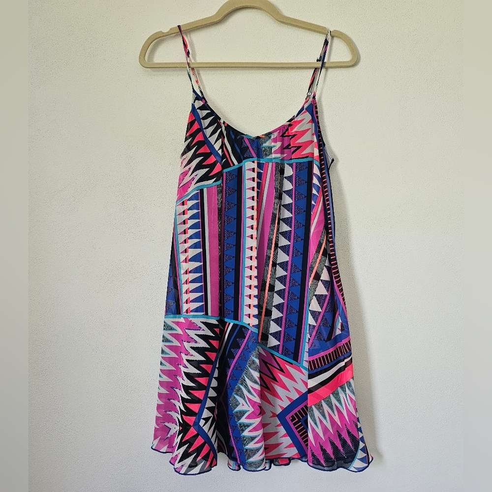 Multi color spaghetti strap Express slip dress. Size small. Fun pattern. Neon.